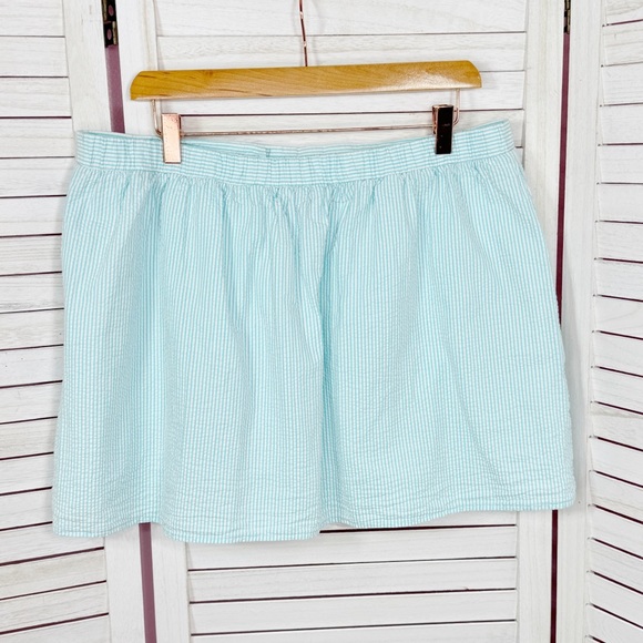 Lilly Pulitzer Mimosa Seersucker‎ Striped Mini Skirt Aqua Teal Blue White XL - Picture 9 of 13